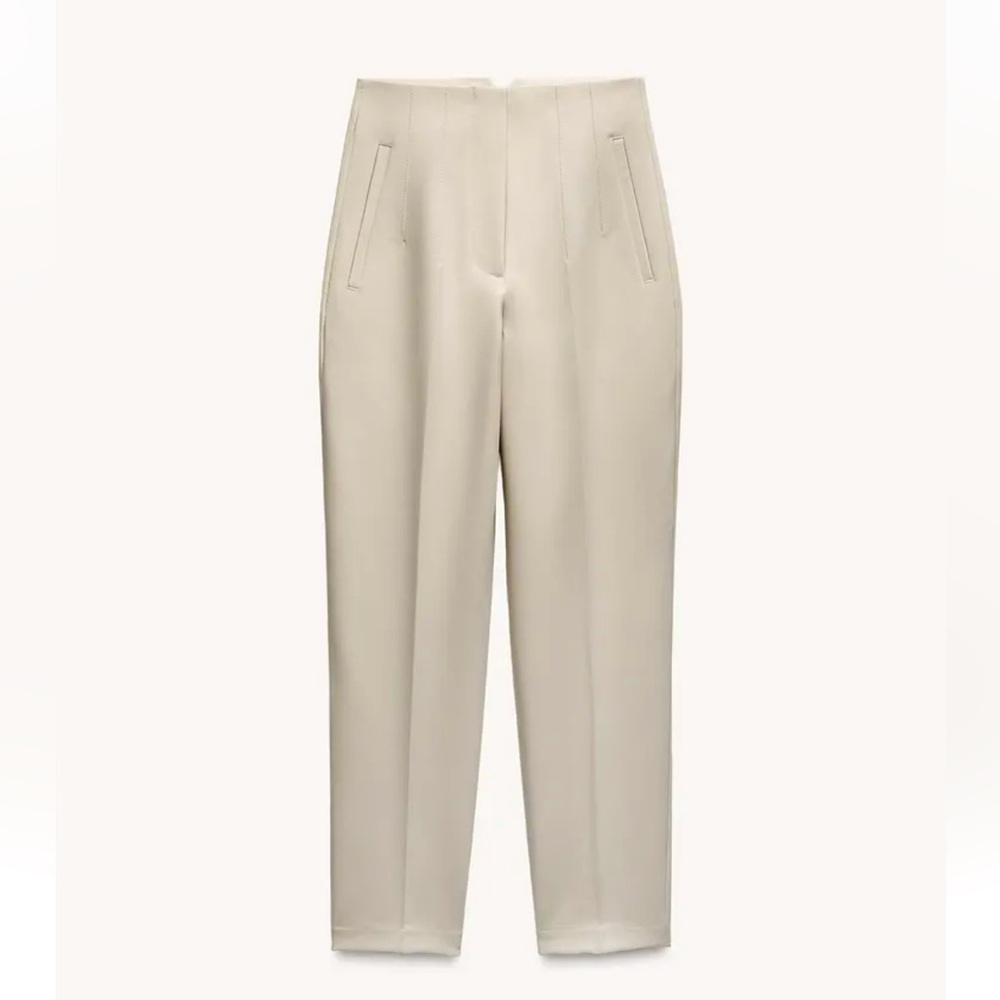 Zara Pants with High Waist in Oyster White Size Medium